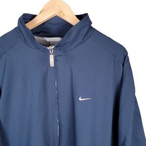 Vintage Nike Jacket Men's XXL Y2K Track Windbreaker Mesh-Lined Navy Blue Swoosh
